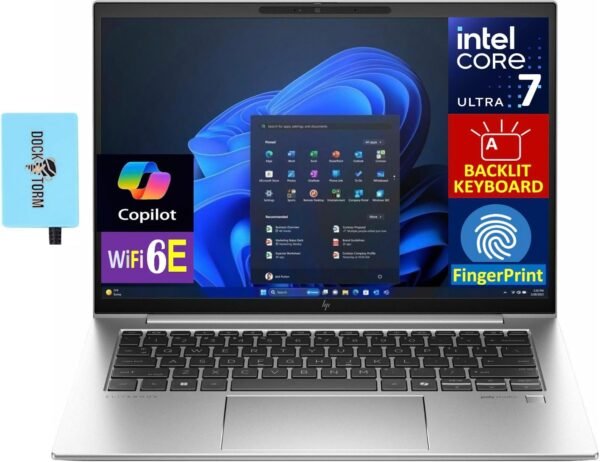 HP EliteBook 840 G11 AI Copilot Business Laptop, 14.0″ FHD Display, Intel Ultra 7-165U vPro, 16GB DDR5 Ram, 1TB SSD, Backlit KB, FP, Thunderbolt, Cam, Win 11 Pro, Silver (Renewed)